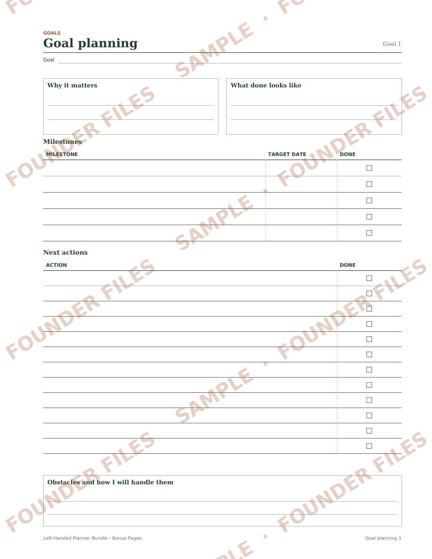 Goal planning (bonus) — watermarked sample
