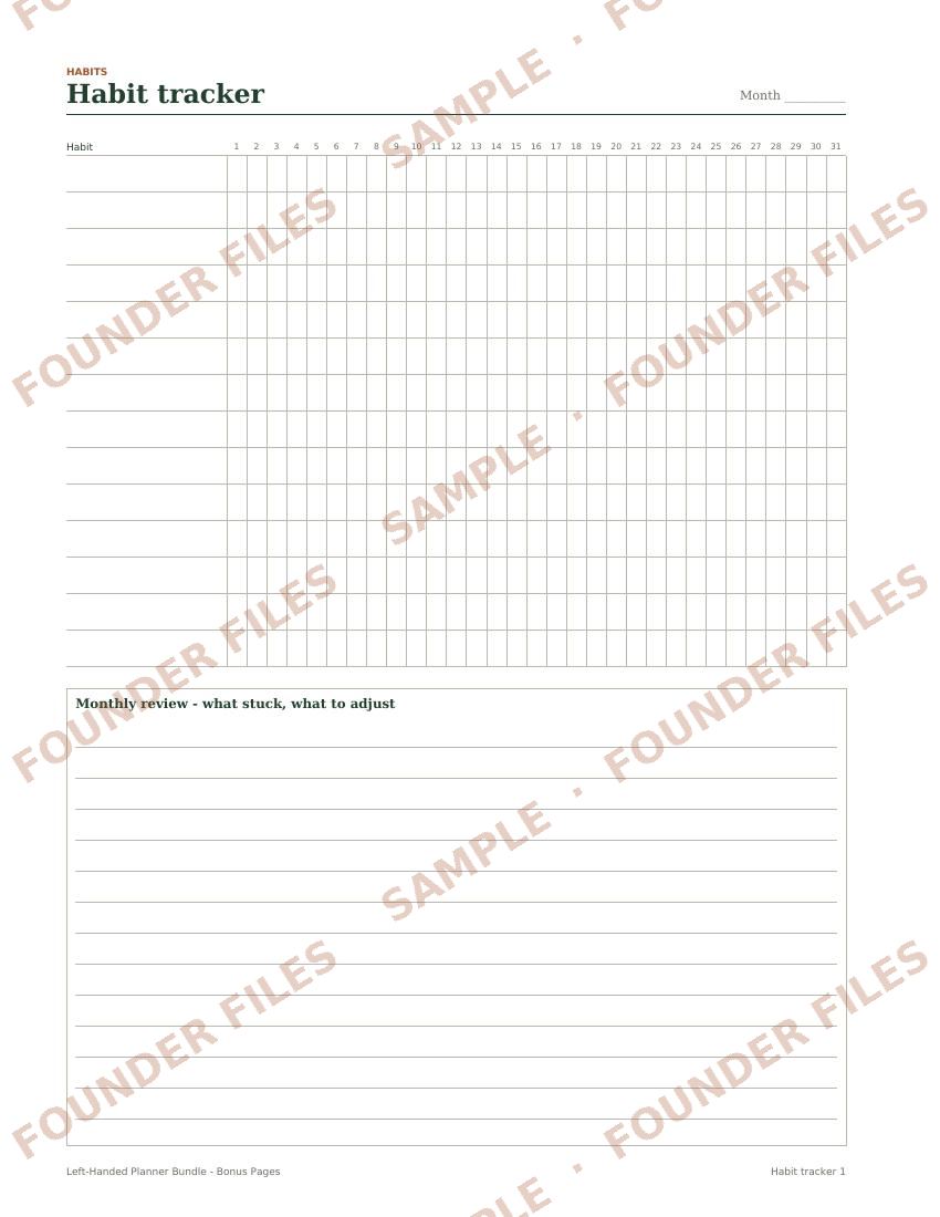 Habit tracker (bonus) — watermarked sample