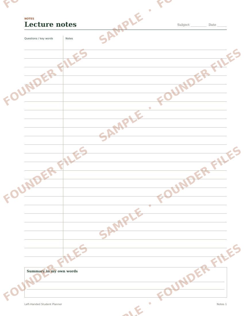 Notes page — watermarked sample