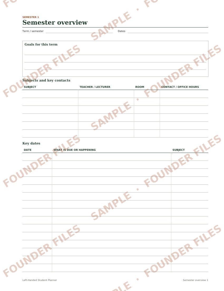 Semester overview — watermarked sample